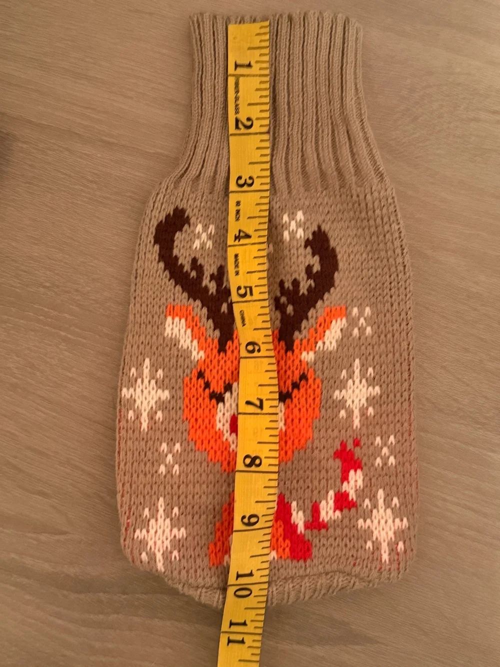 Pet Cozy Beige Knit Reindeer Sweater with Orange Accents